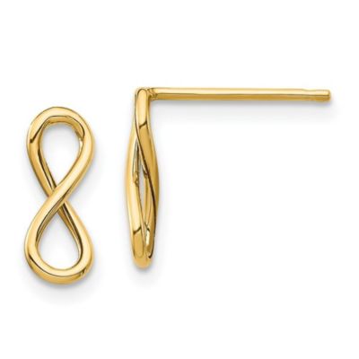 14K Yellow Gold Polished Infinity Post Earrings