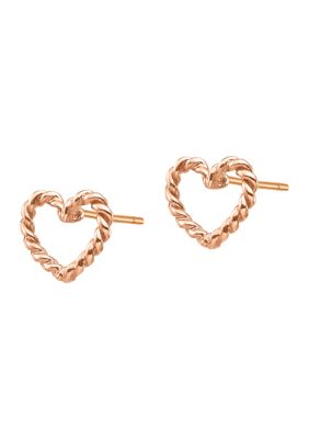 14K Rose Gold Polished Twisted Heart Post Earrings