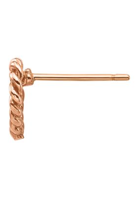 14K Rose Gold Polished Twisted Heart Post Earrings