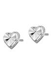 14K White Gold Diamond-Cut Heart Post Earrings