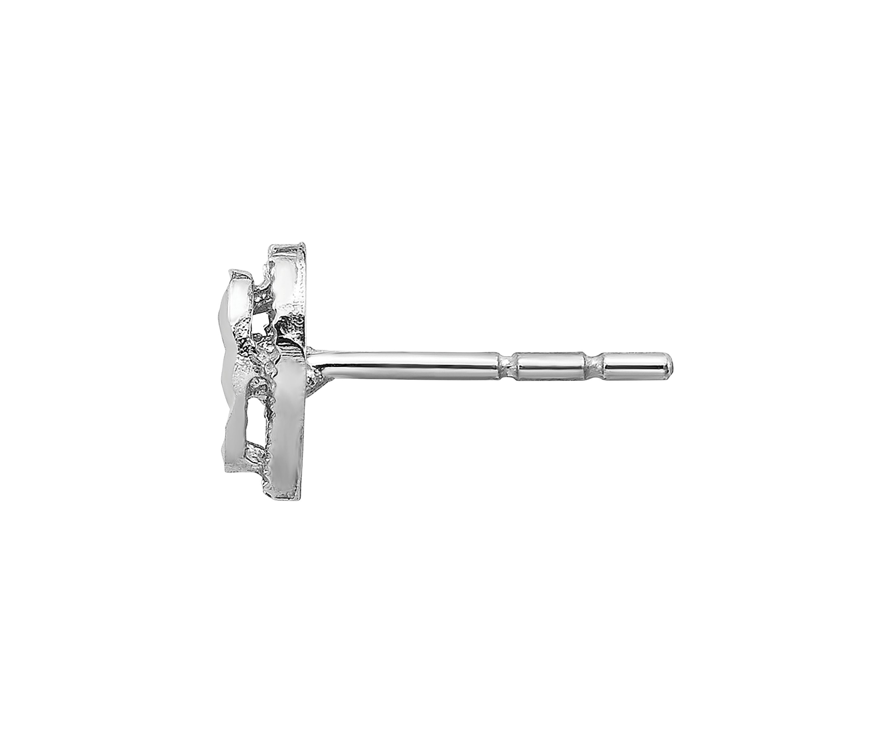 14K White Gold Diamond-Cut Heart Post Earrings