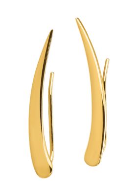 14K Yellow Gold Polished Pointed Ear Climber Earrings