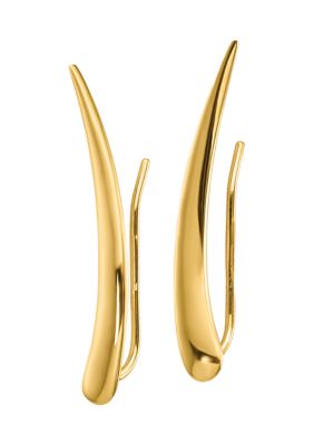 14K Yellow Gold Polished Pointed Ear Climber Earrings