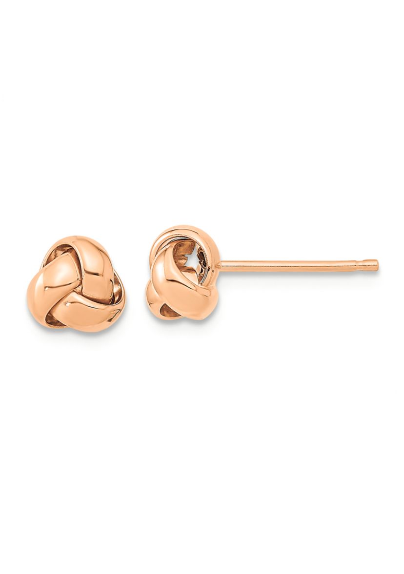 14K Rose Gold Polished Love Knot Post Earrings