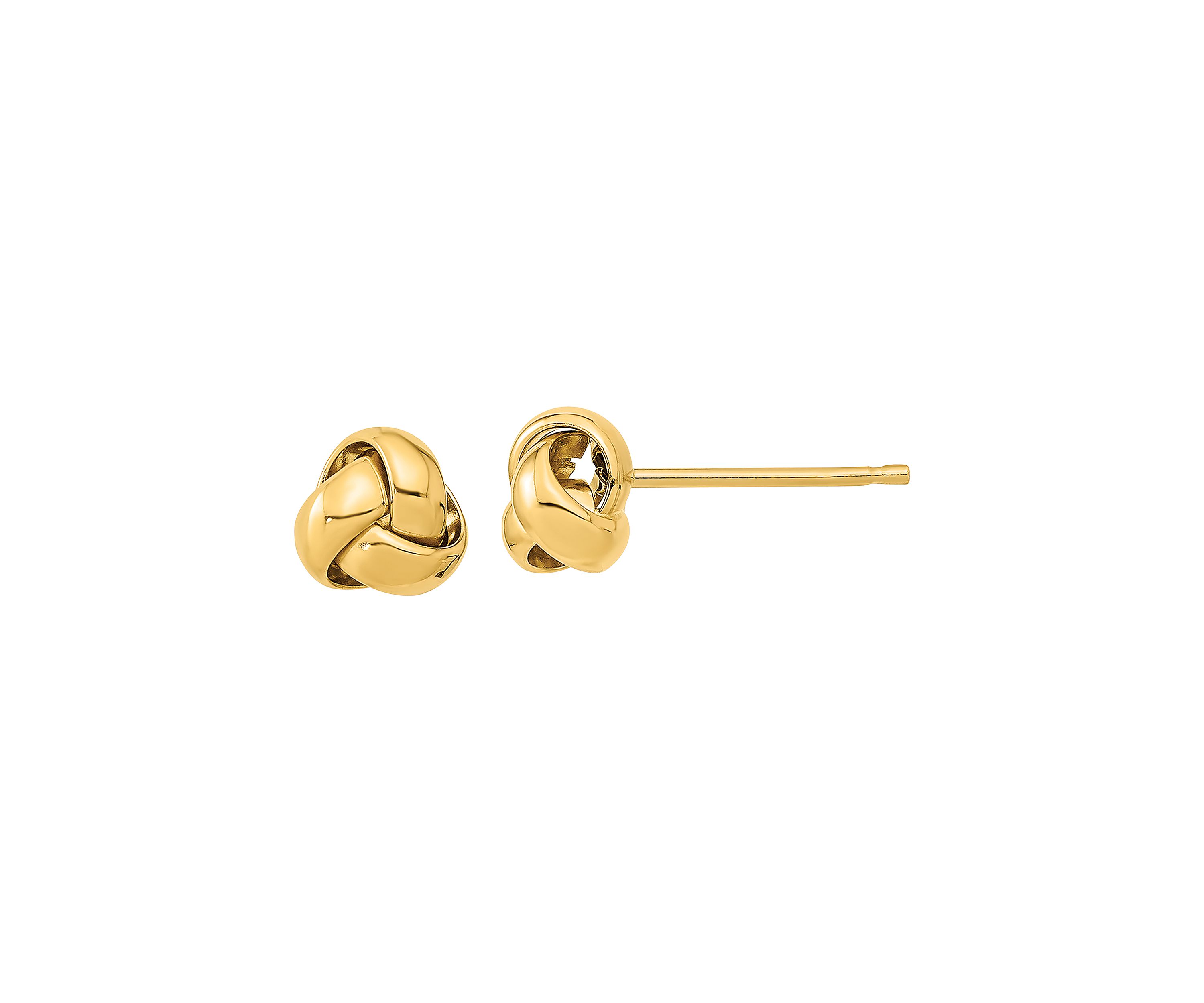 14K Yellow Gold Polished Love Knot Post Earrings