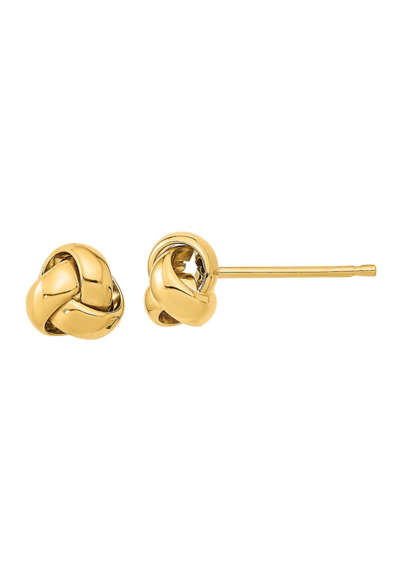 14K Yellow Gold Polished Love Knot Post Earrings
