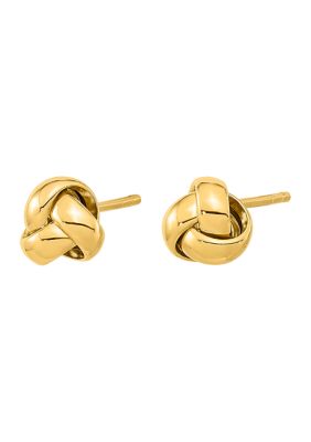 14K Yellow Gold Polished Love Knot Post Earrings