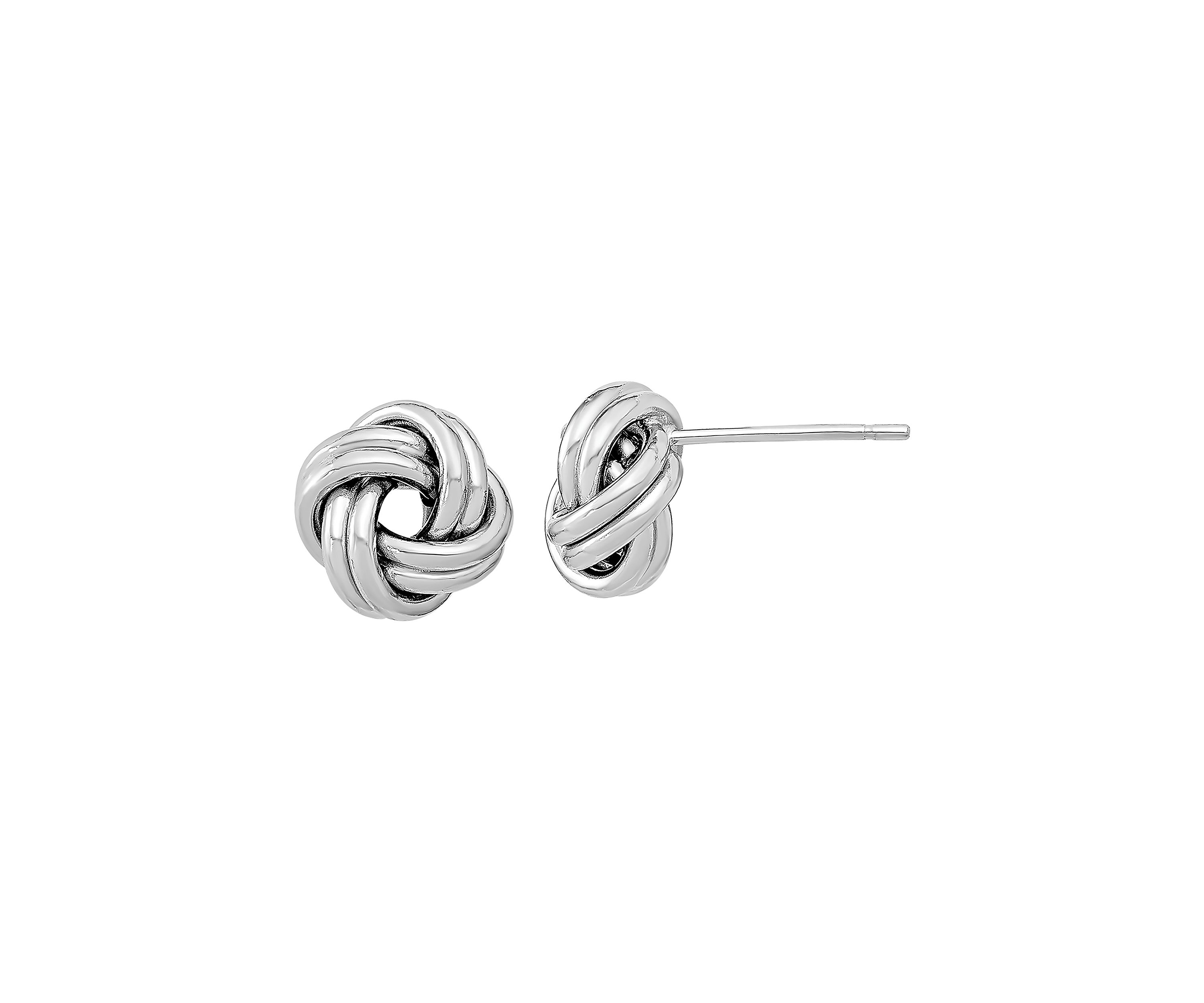 14K White Gold Polished Double Love Knot Post Earrings