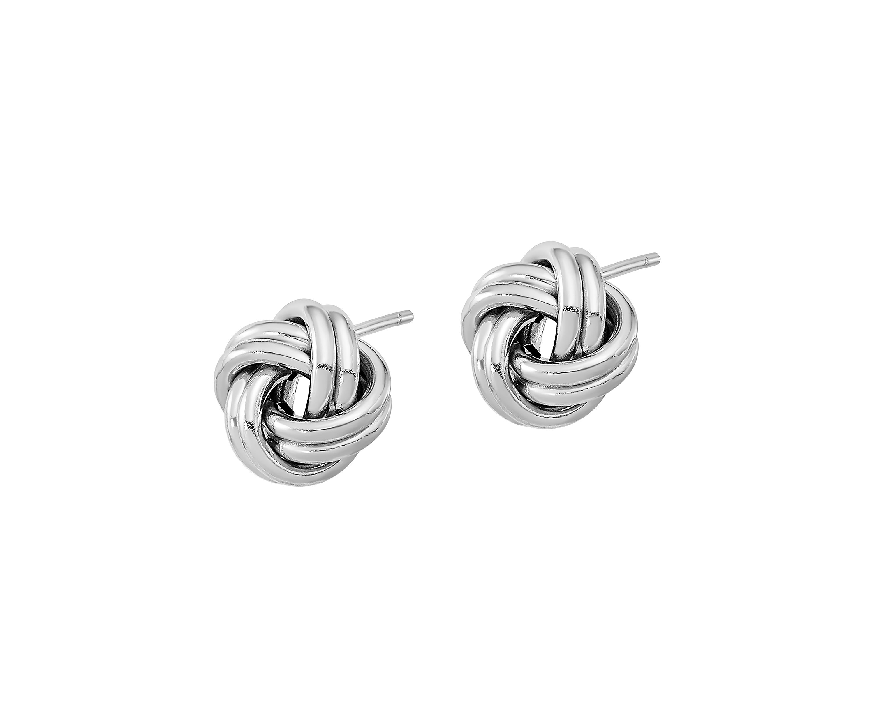 14K White Gold Polished Double Love Knot Post Earrings