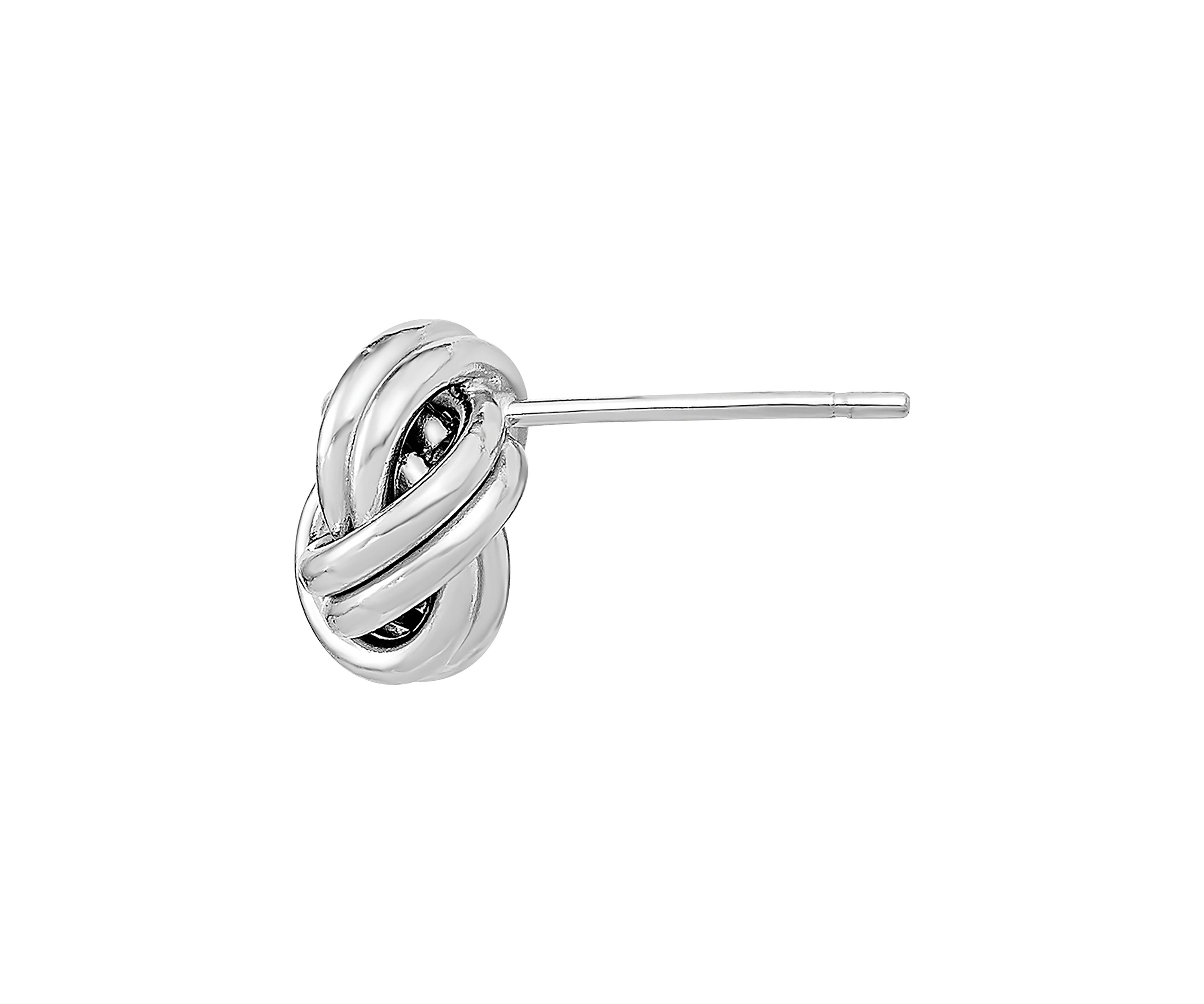 14K White Gold Polished Double Love Knot Post Earrings