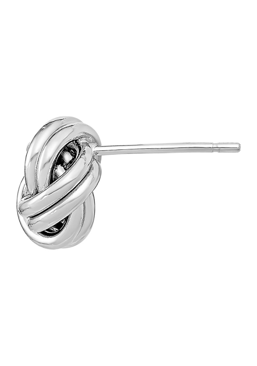 14K White Gold Polished Double Love Knot Post Earrings