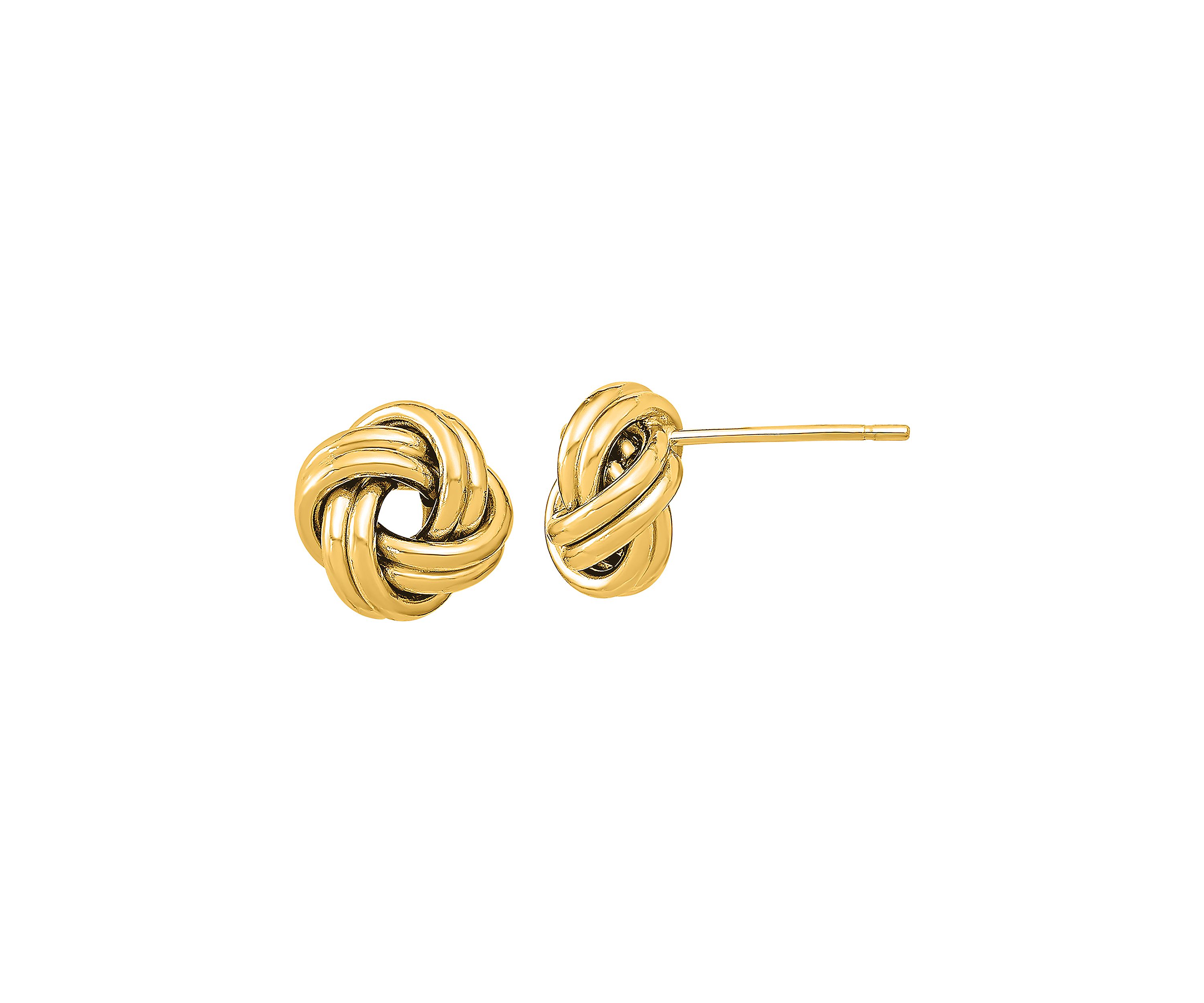 14K Yellow Gold Polished Double Love Knot Post Earrings