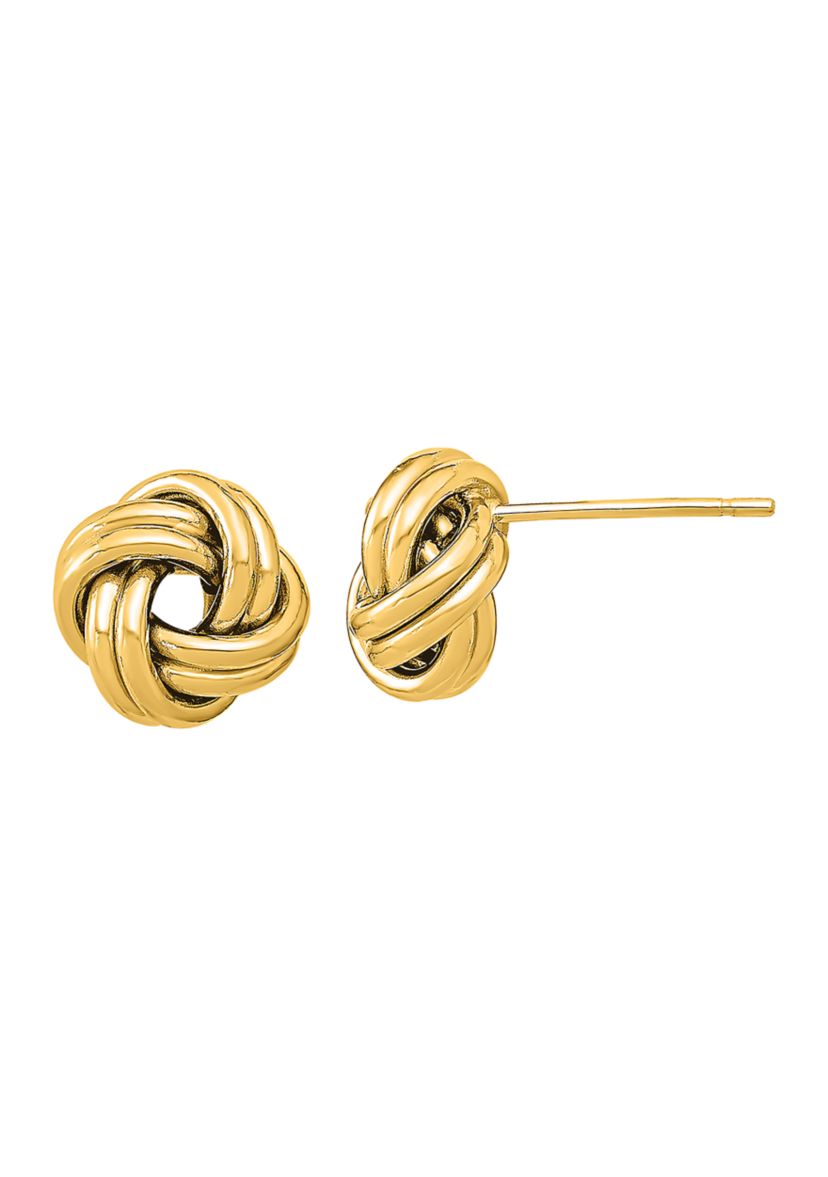 14K Yellow Gold Polished Double Love Knot Post Earrings