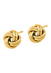 14K Yellow Gold Polished Double Love Knot Post Earrings
