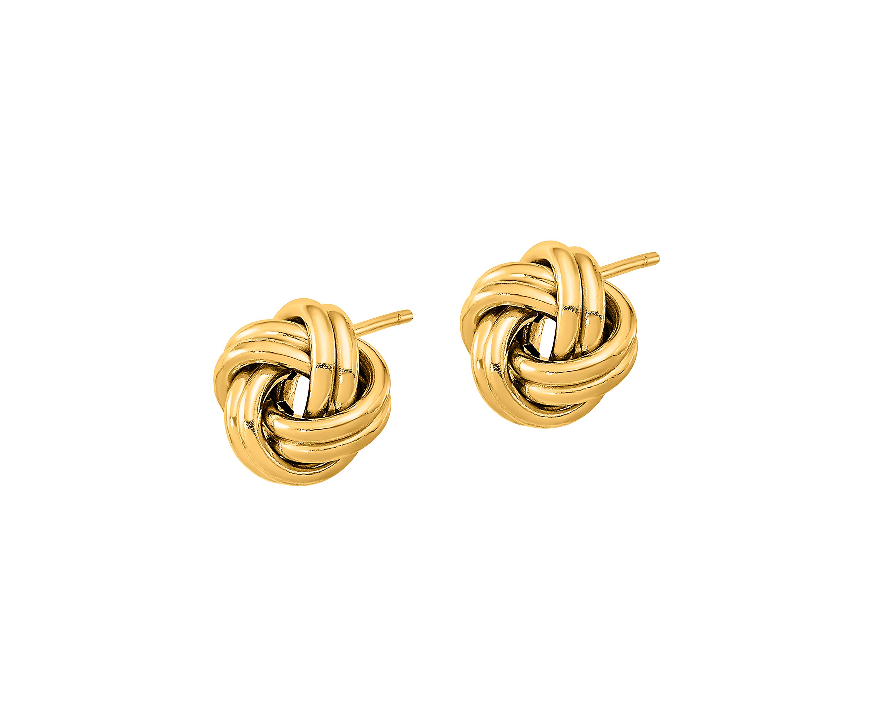 14K Yellow Gold Polished Double Love Knot Post Earrings
