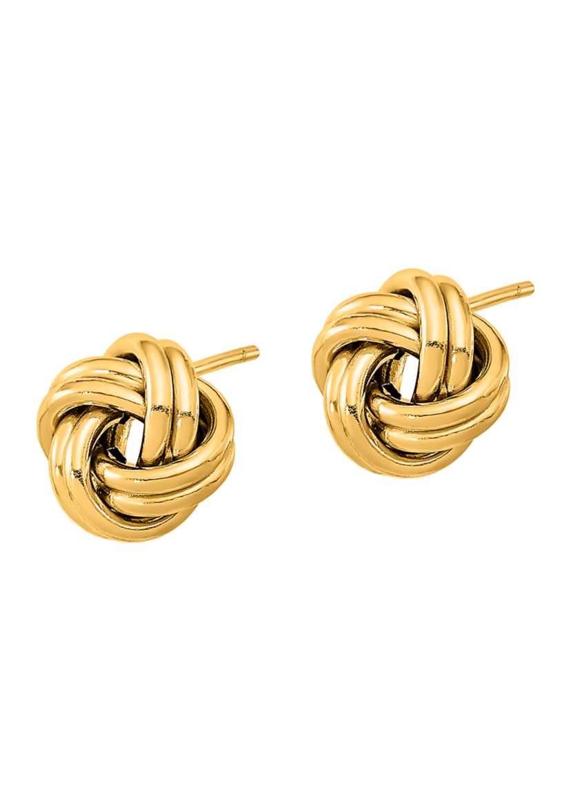 14K Yellow Gold Polished Double Love Knot Post Earrings