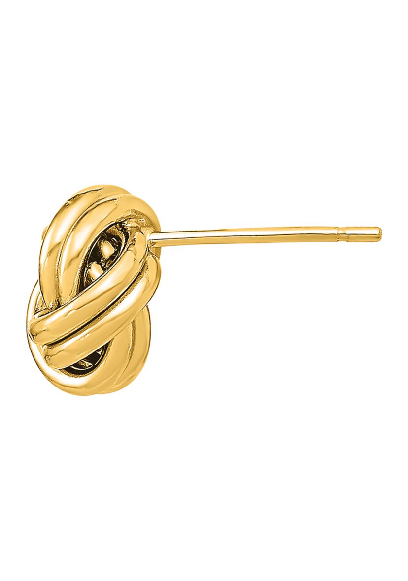 14K Yellow Gold Polished Double Love Knot Post Earrings