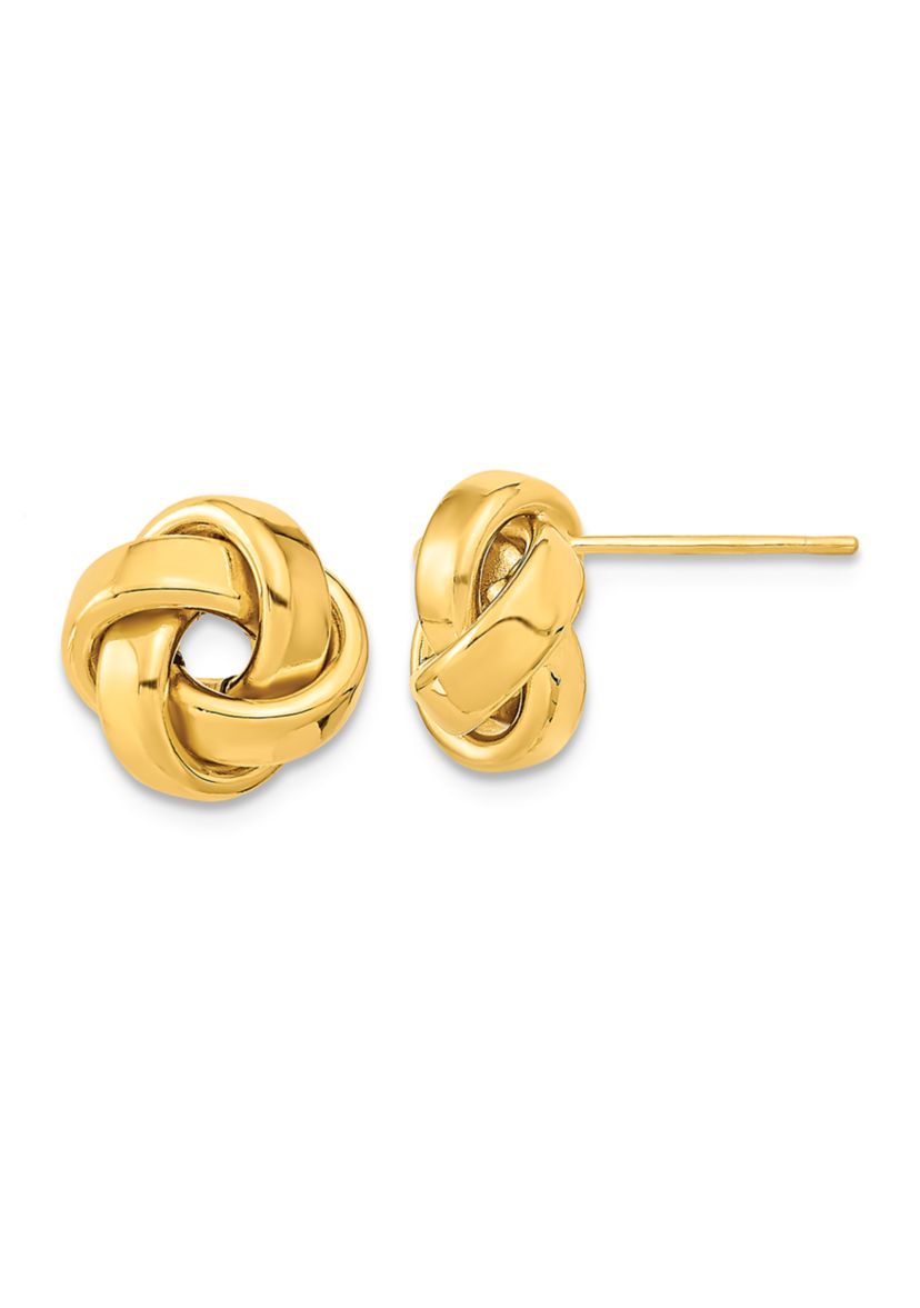 14K Yellow Gold Polished Love Knot Post Earrings
