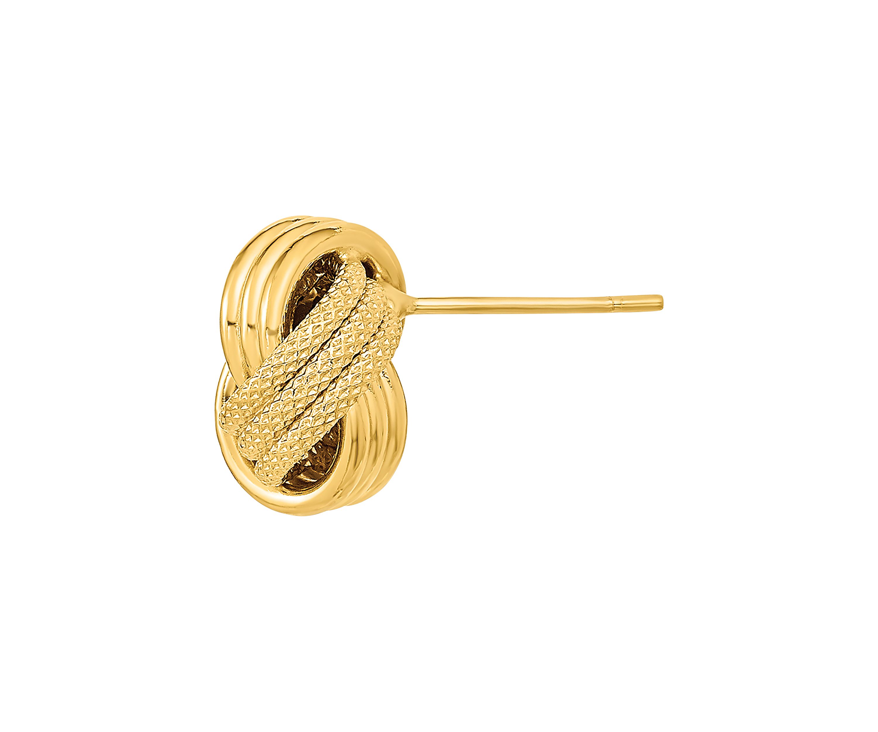14K Yellow Gold Polished Textured Triple Love Knot Post Earrings