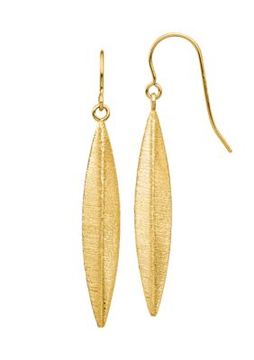 14K Yellow Gold Brushed Dangle Earrings