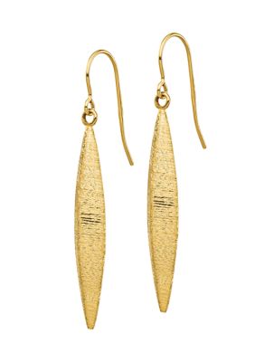 14K Yellow Gold Brushed Dangle Earrings
