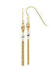 14K Yellow and White Gold Bead and Chain Dangle Earrings