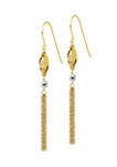 14K Yellow and White Gold Bead and Chain Dangle Earrings