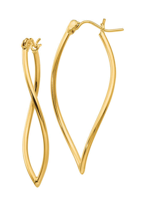 14K Yellow Gold Polished Fancy Hoop Earrings