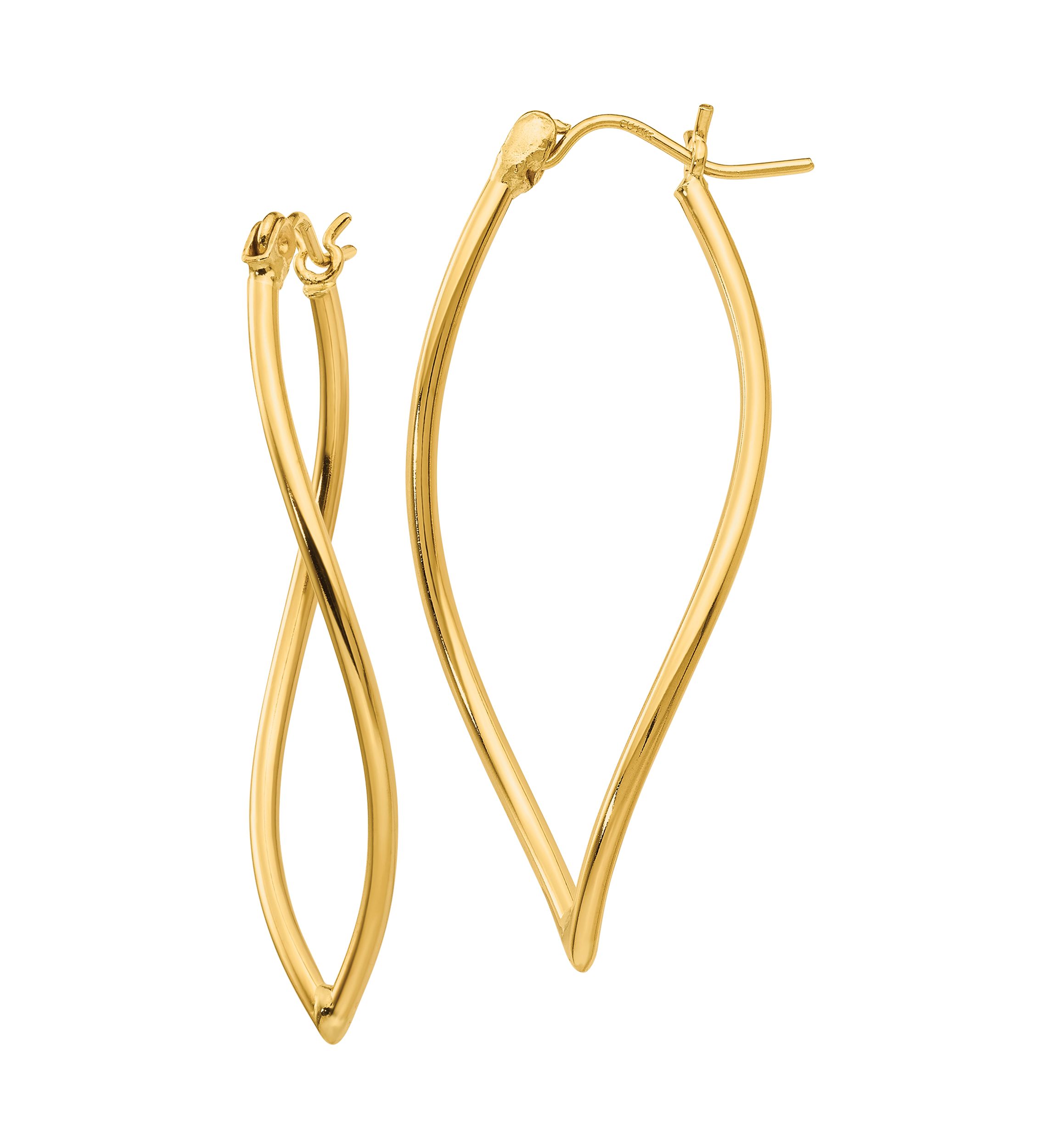 14K Yellow Gold Polished Fancy Hoop Earrings