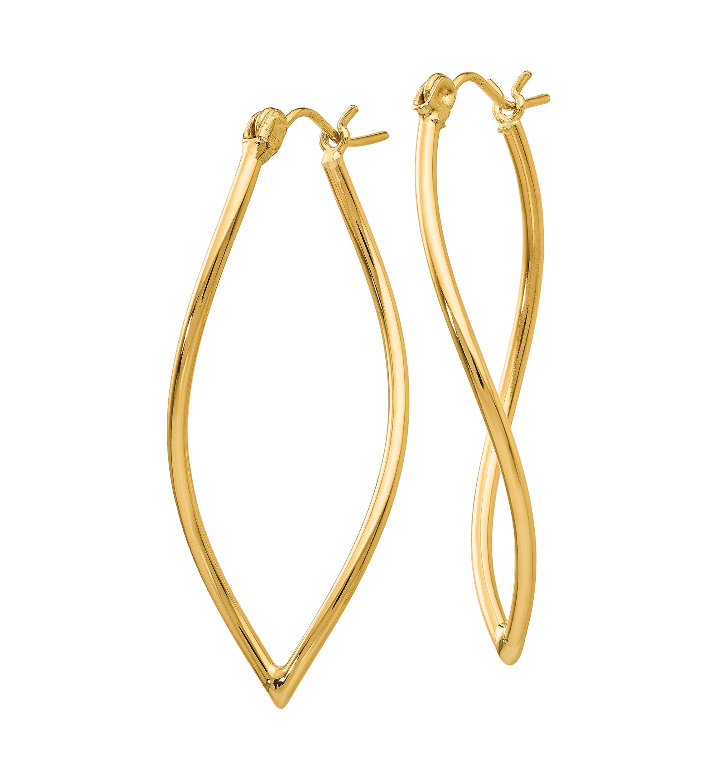 14K Yellow Gold Polished Fancy Hoop Earrings
