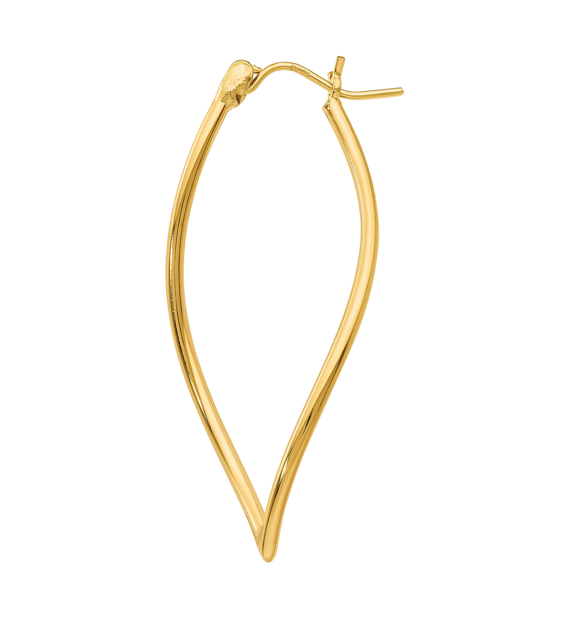 14K Yellow Gold Polished Fancy Hoop Earrings