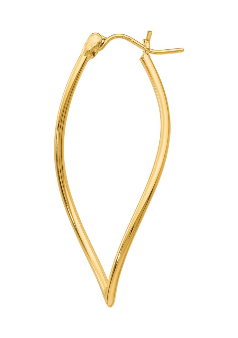 14K Yellow Gold Polished Fancy Hoop Earrings