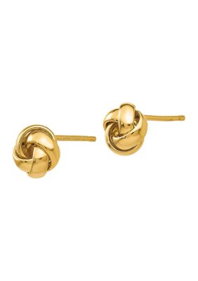 14K Yellow Gold Knot Post Earrings