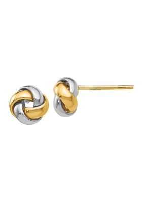 Belk & Co 14K Yellow and White Gold Knot Post Earrings