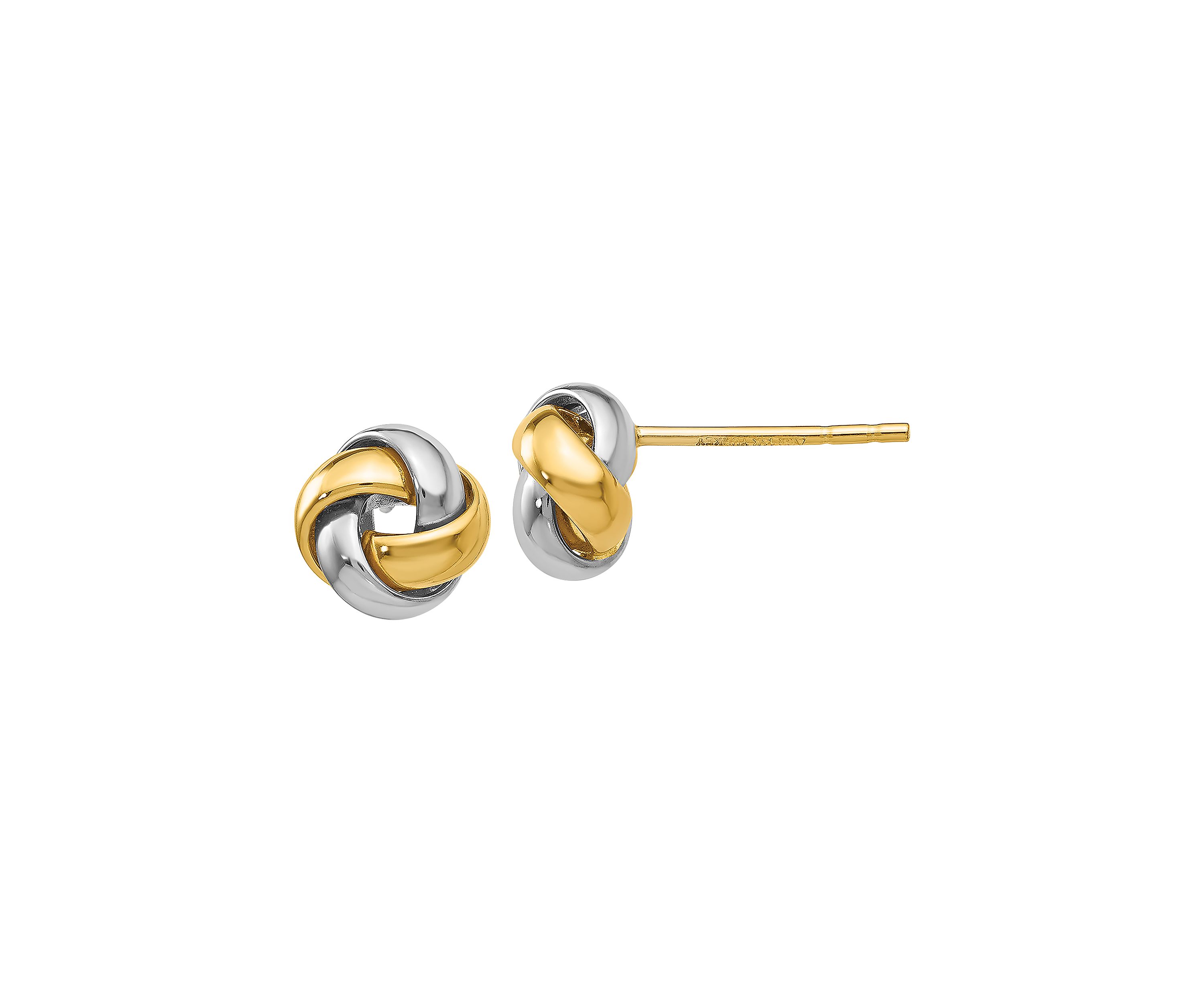 14K Yellow and White Gold Knot Post Earrings