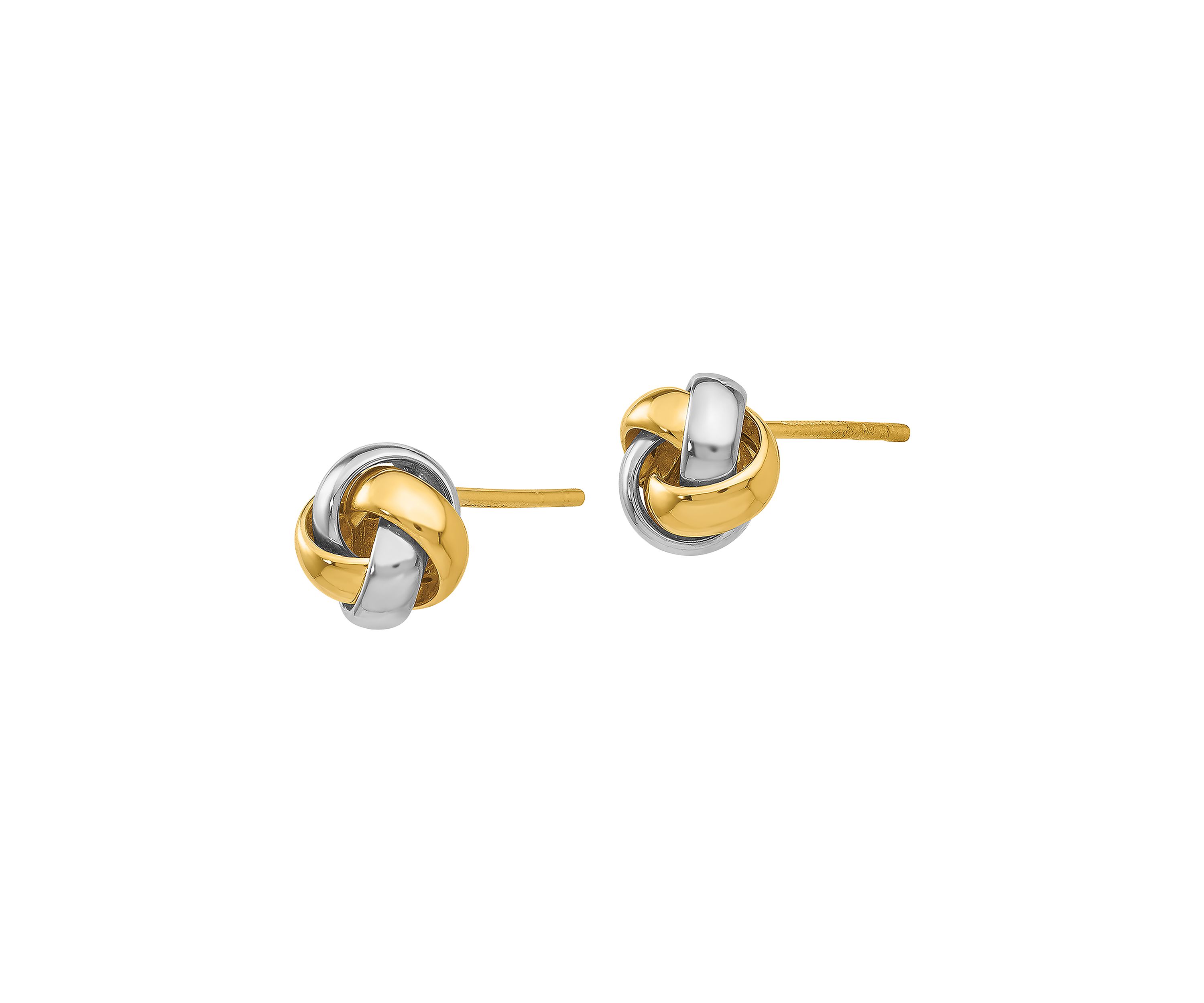 14K Yellow and White Gold Knot Post Earrings