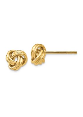 14K Yellow Gold Love Knot Post Earrings