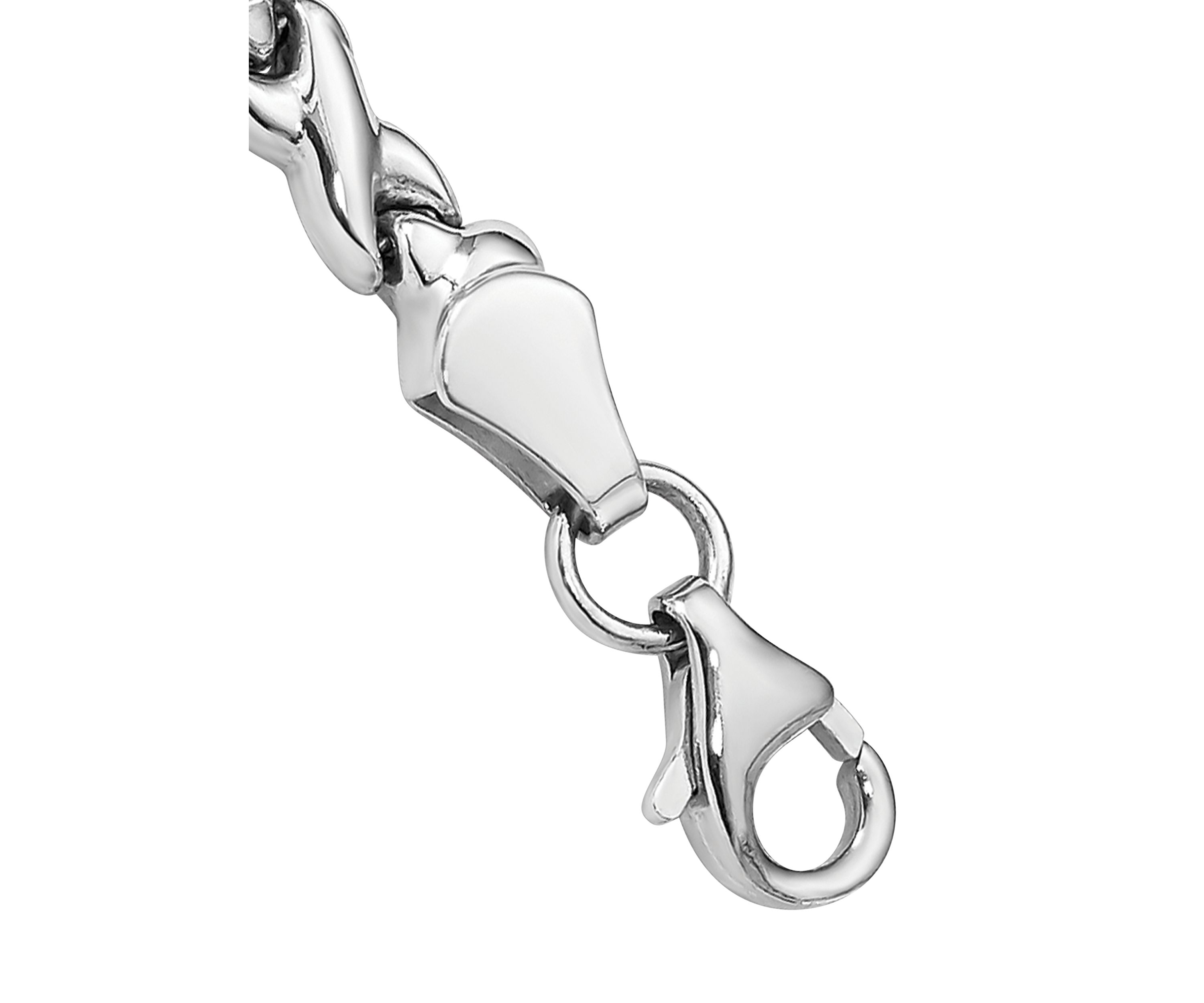 14K White Gold Polished Heart and X 7-inch Bracelet