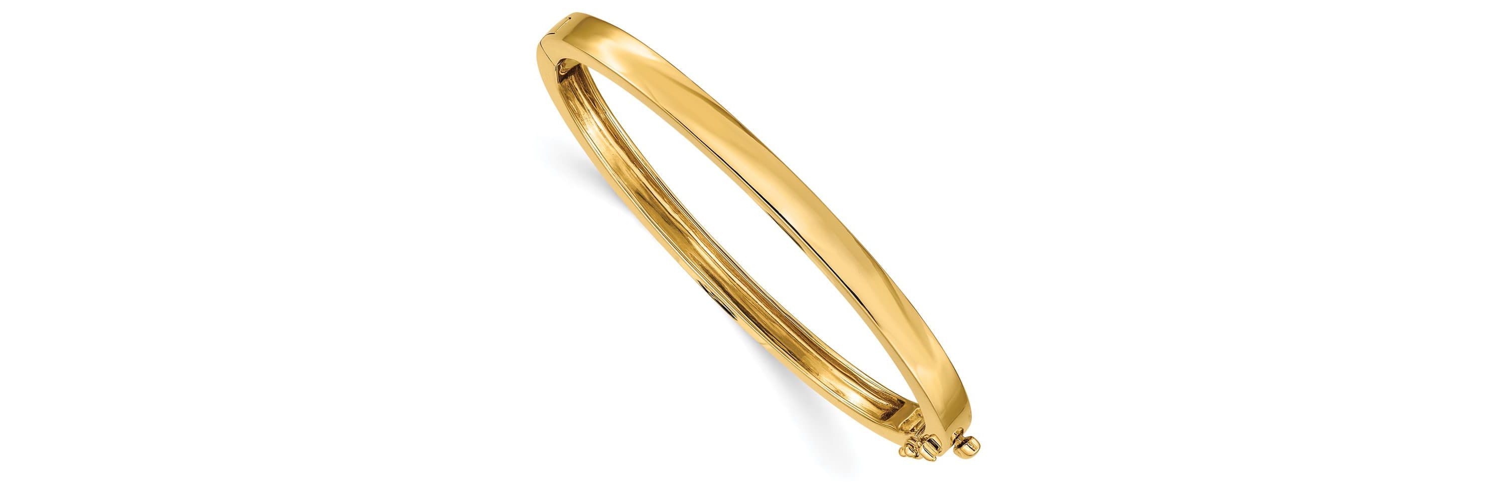 14K Yellow Gold 5.3mm Polished Solid Hinged Bangle Bracelet
