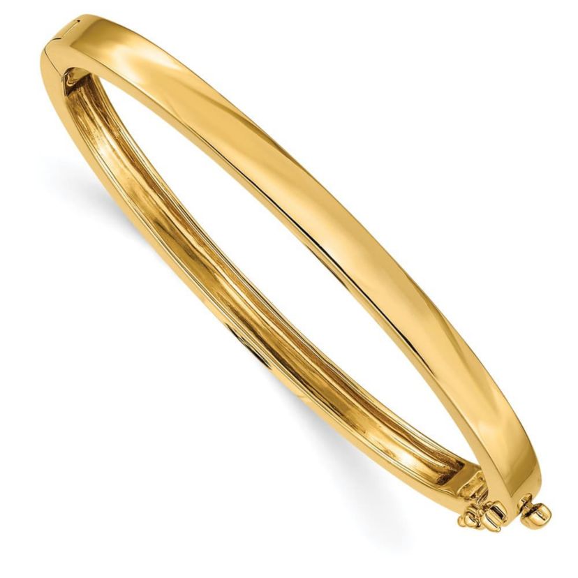 14K Yellow Gold 5.3mm Polished Solid Hinged Bangle Bracelet