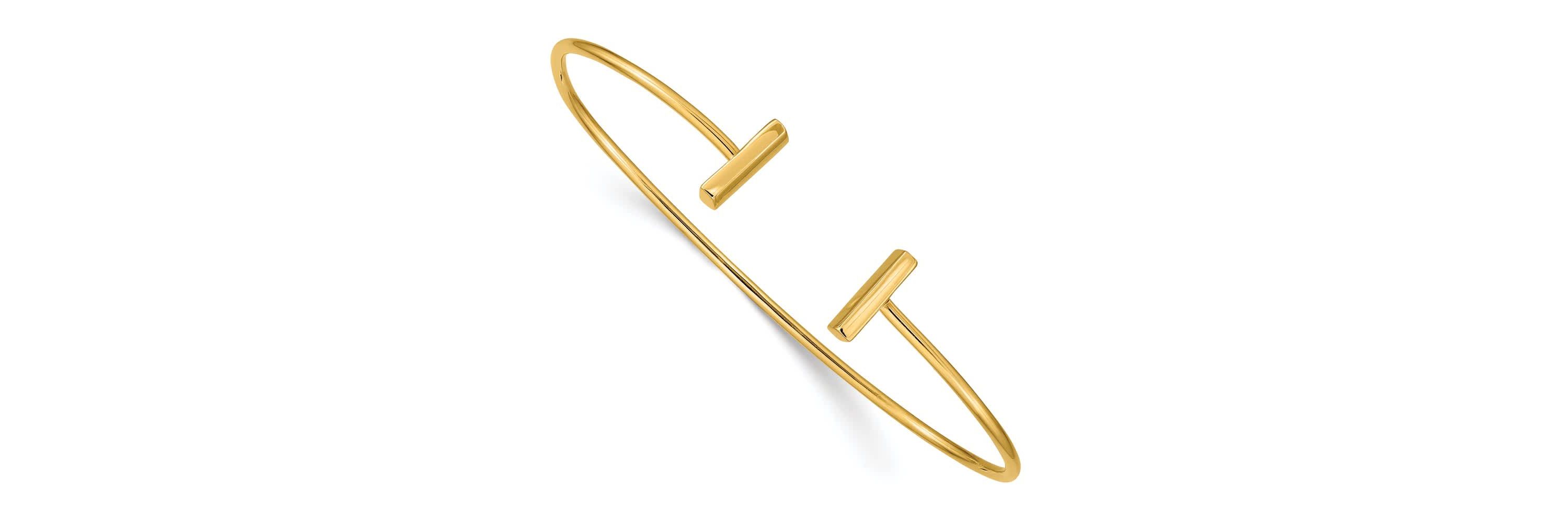 14K Yellow Gold Flexible Bar Bangle