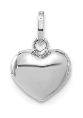 14K White Gold 3D Puffed Heart Pendant