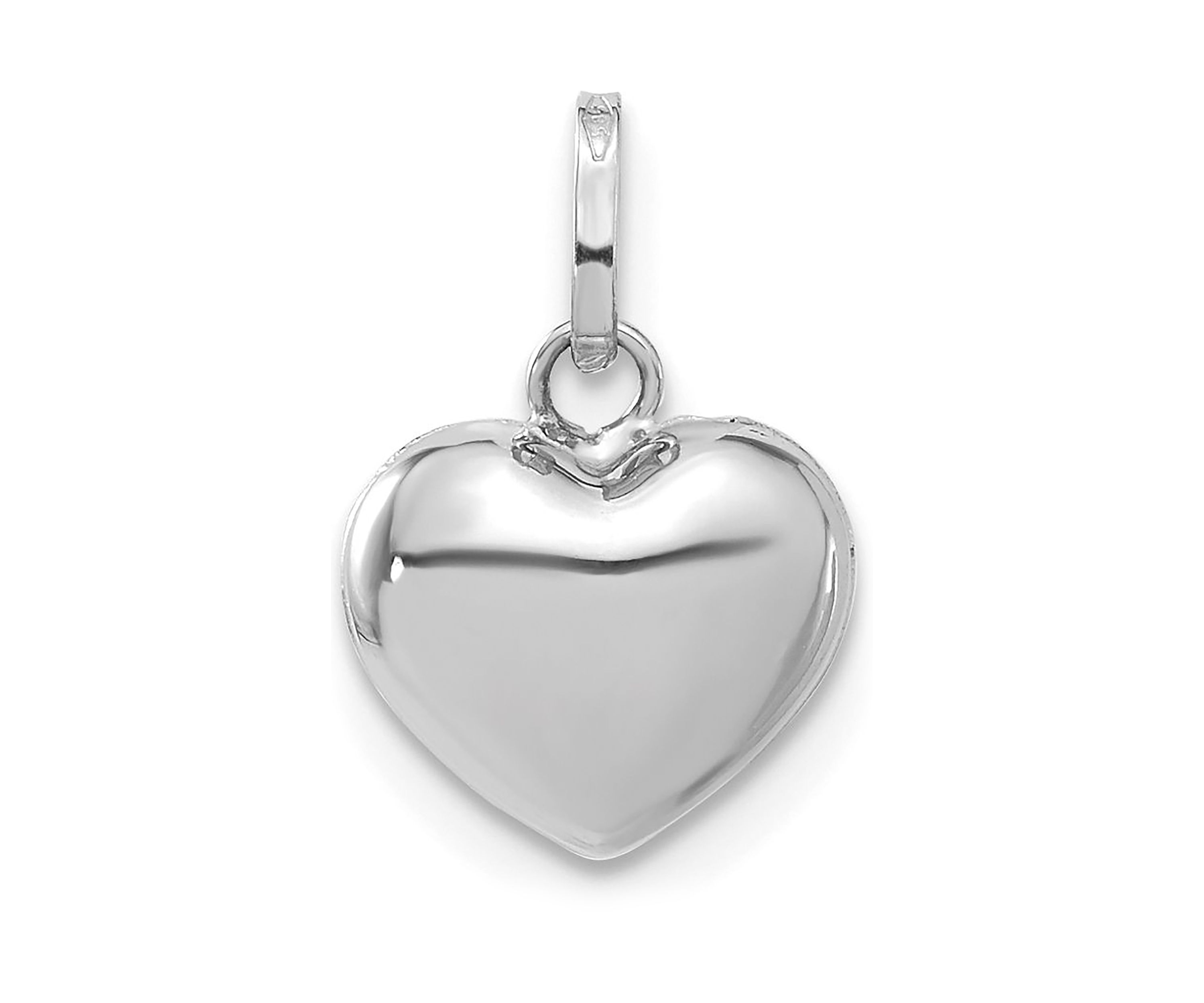 14K White Gold 3D Puffed Heart Pendant