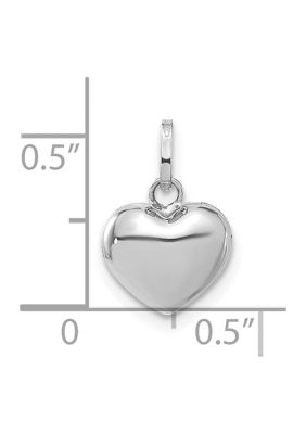 14K White Gold 3D Puffed Heart Pendant