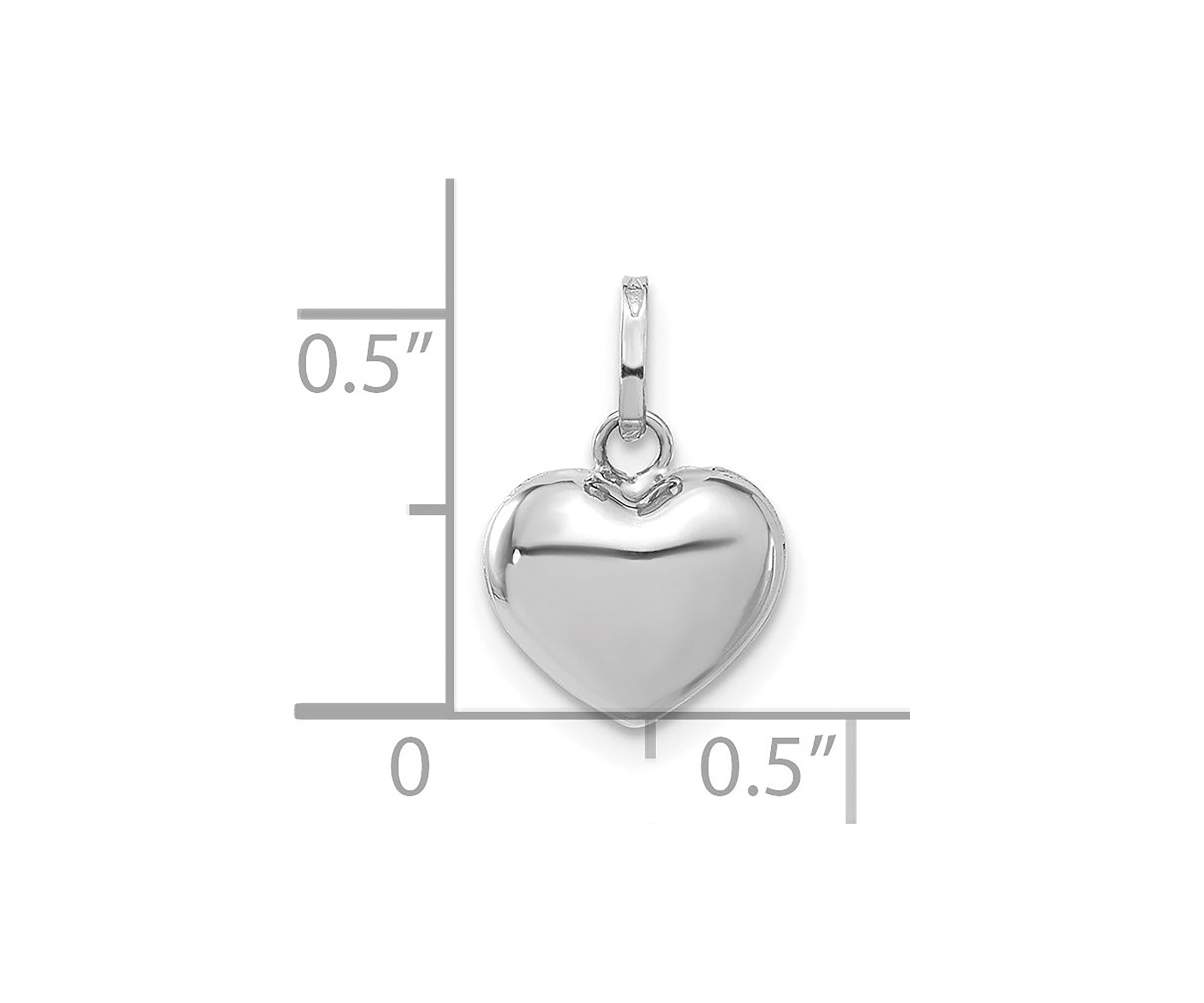 14K White Gold 3D Puffed Heart Pendant