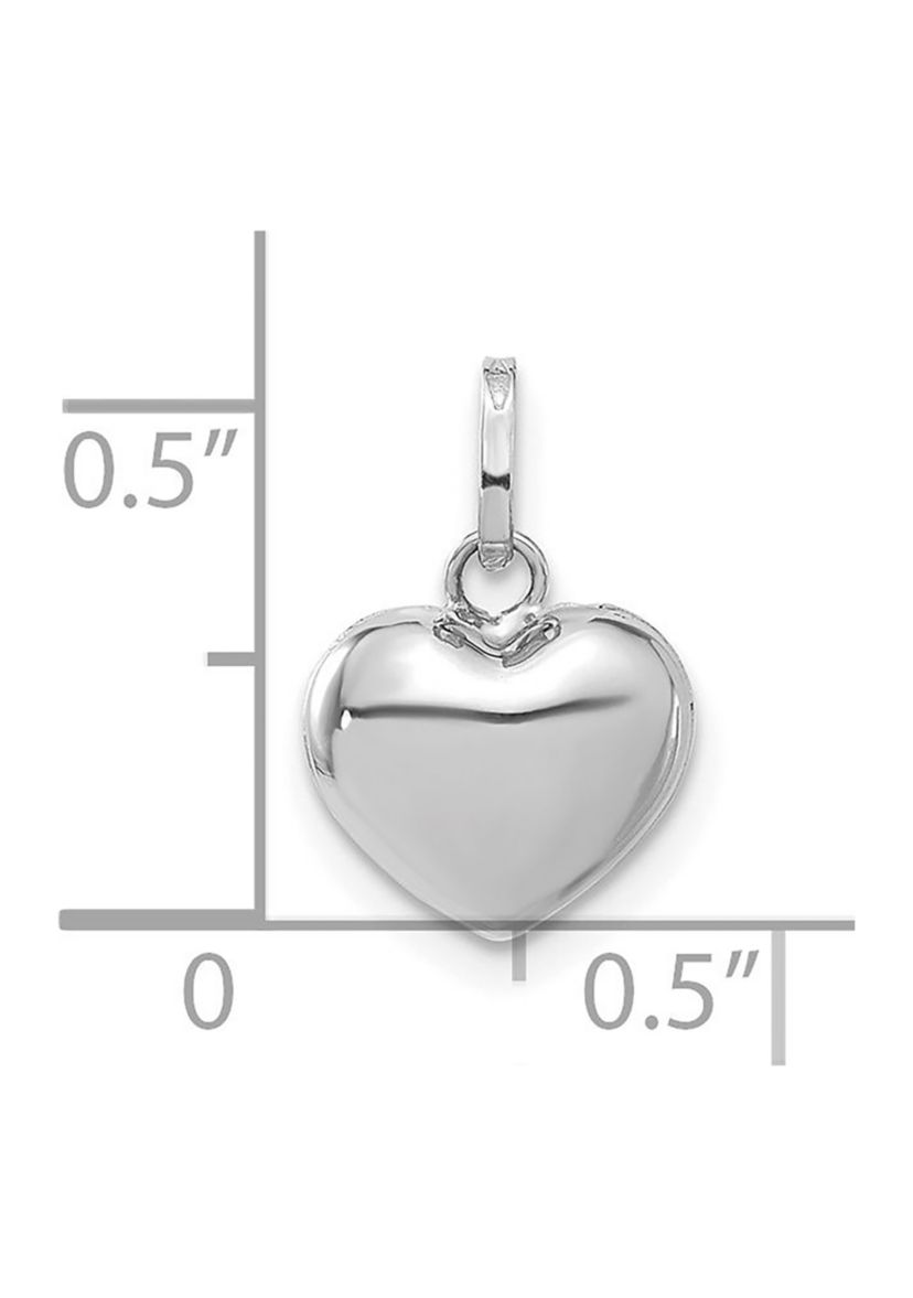 14K White Gold 3D Puffed Heart Pendant