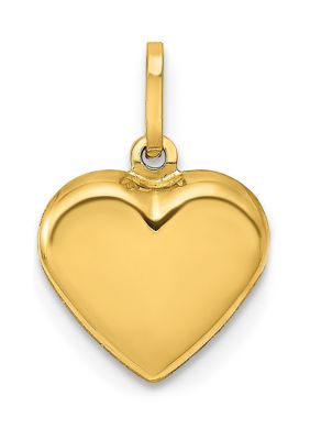 14K Yellow Gold Polished 3-D Puffed Heart Pendant