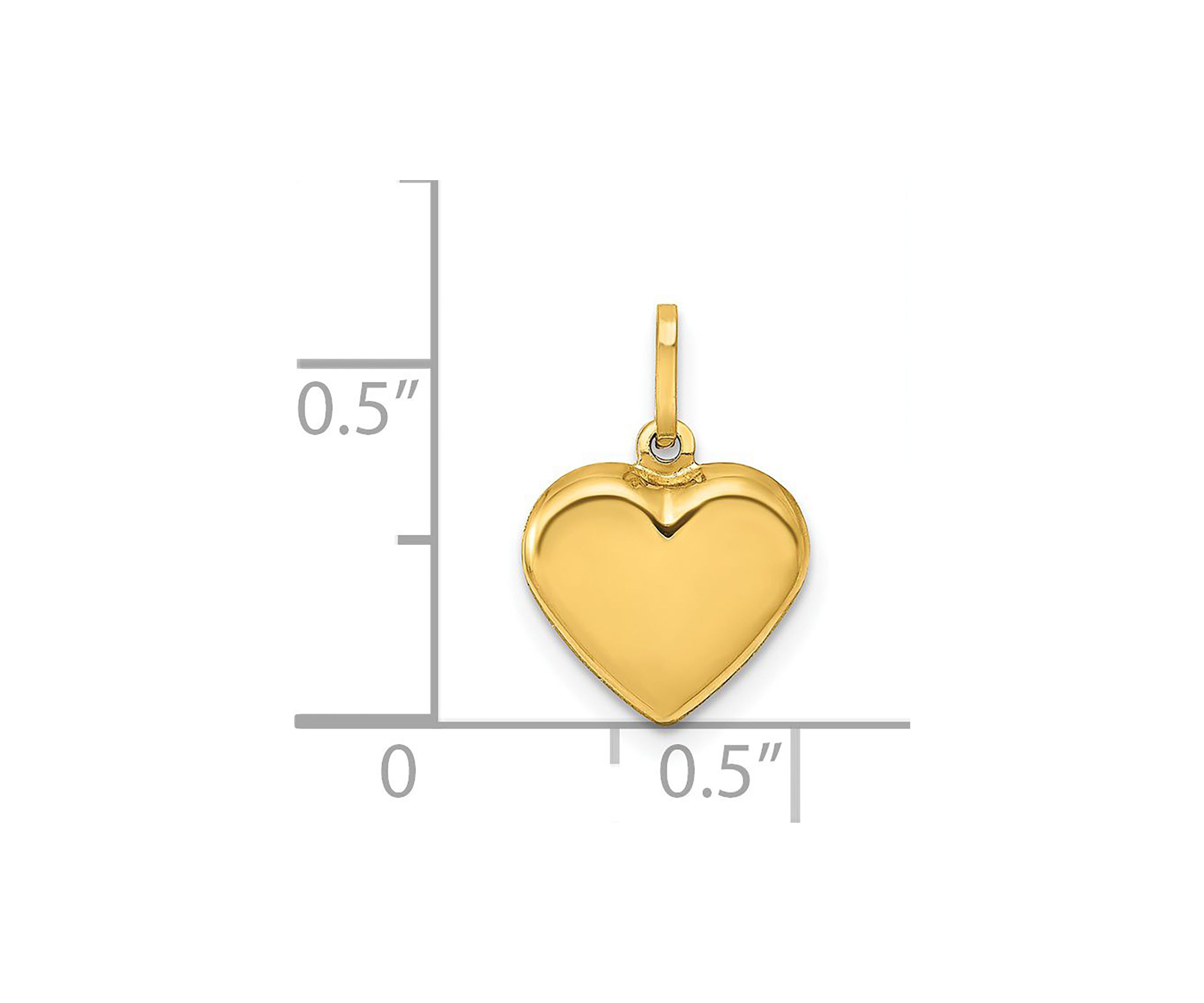 14K Yellow Gold Polished 3-D Puffed Heart Pendant