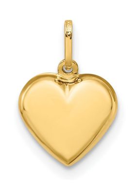 14K Yellow Gold Polished 3-D Puffed Heart Pendant