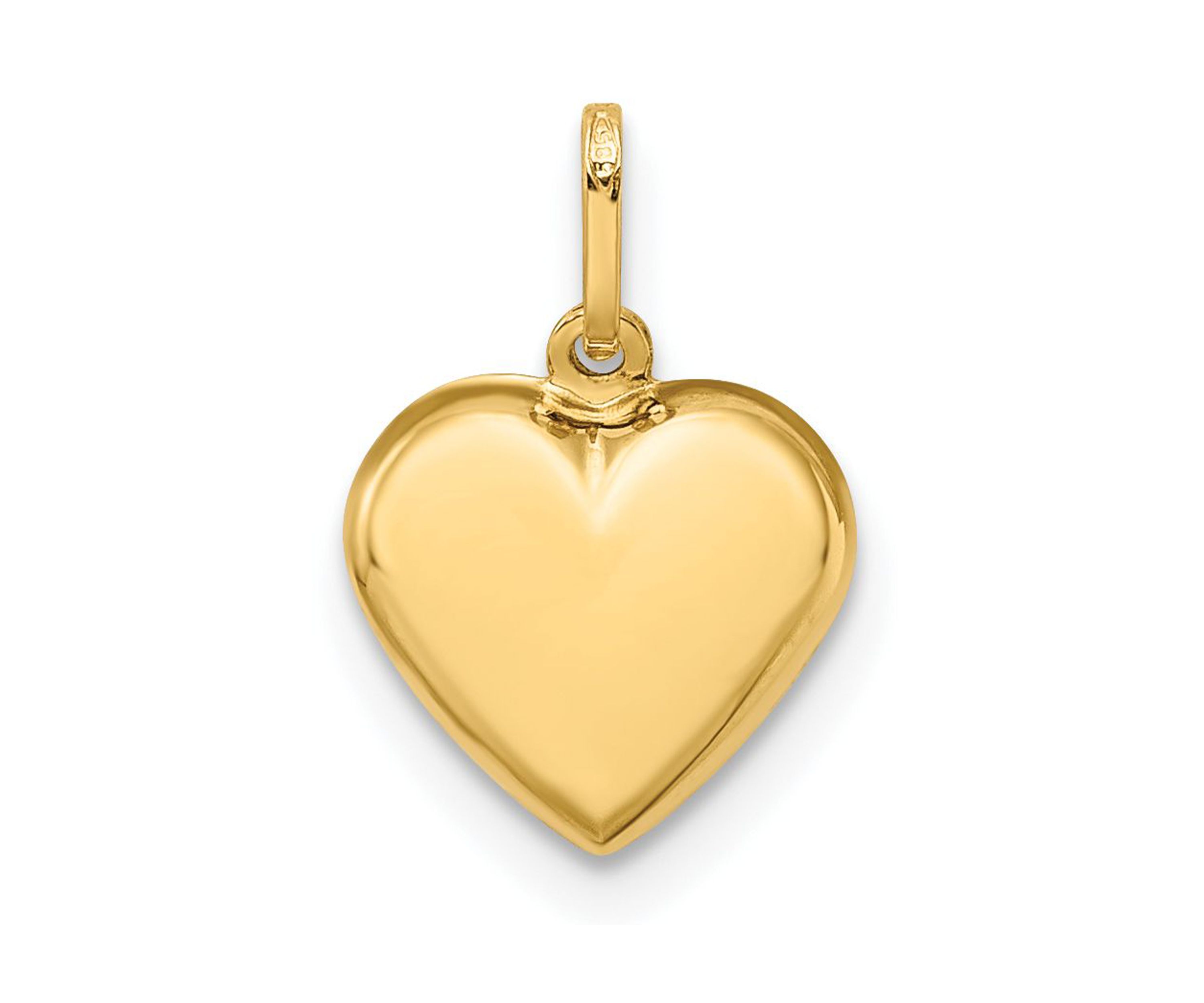 14K Yellow Gold Polished 3-D Puffed Heart Pendant